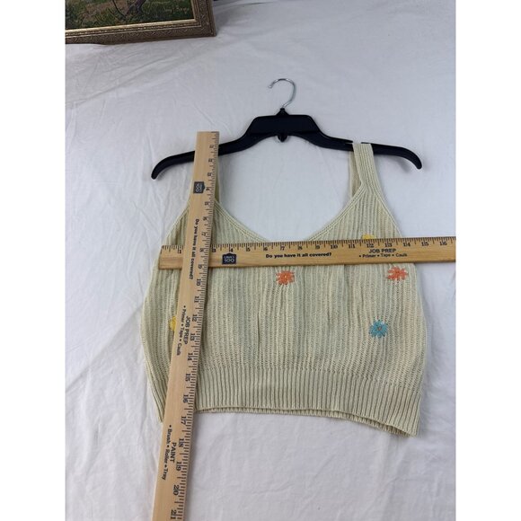 By Together Yellow Floral Knit Tank Top Size Small Cotton Cropped - Picture 7 of 7